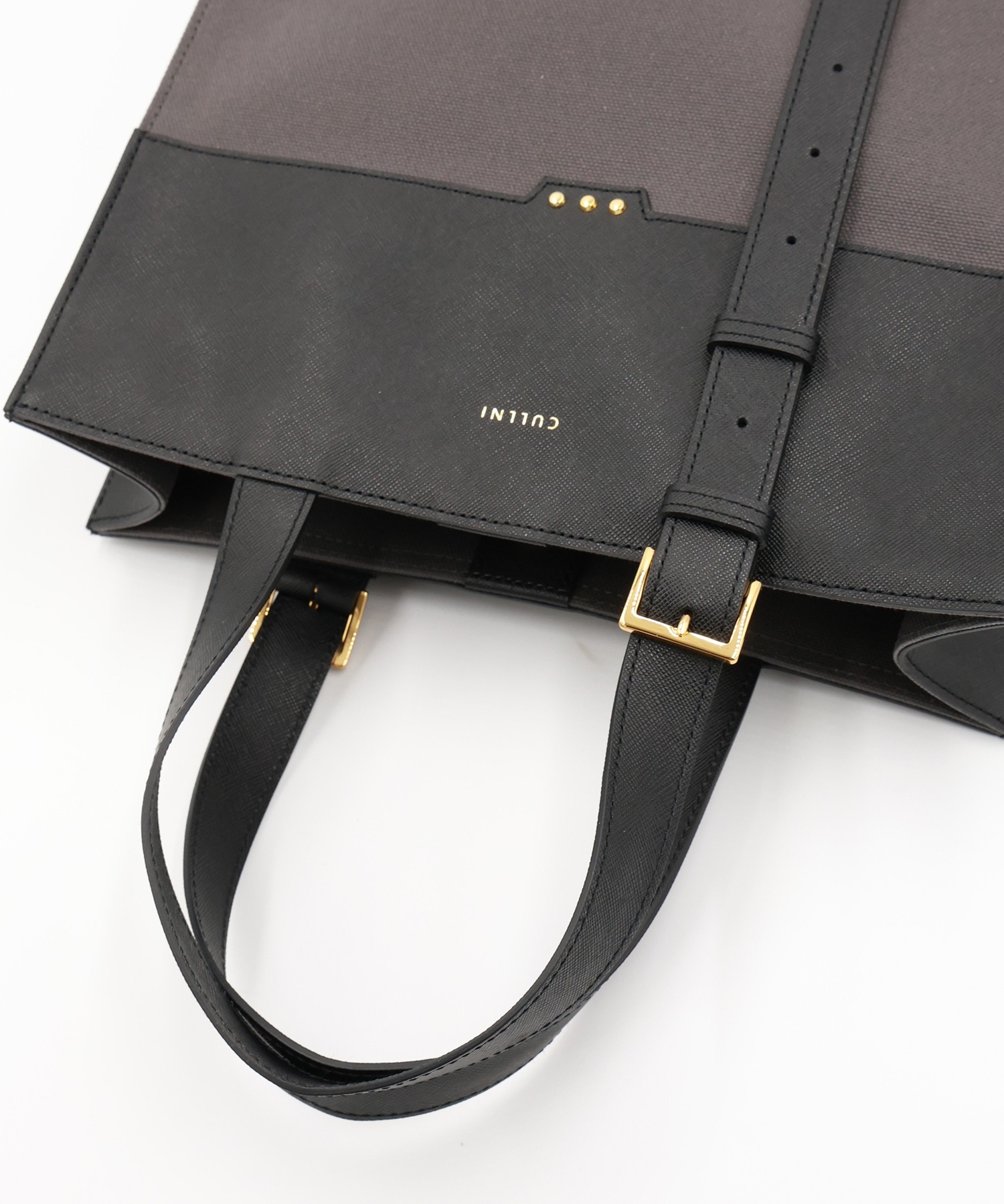 Leather Belt Handle&Canvas Combination Mini Tote Bag