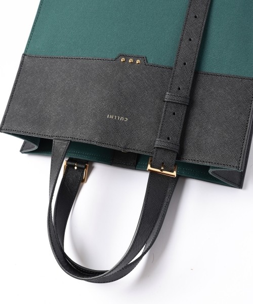 Leather Belt Handle&Canvas Combination Mini Tote Bag