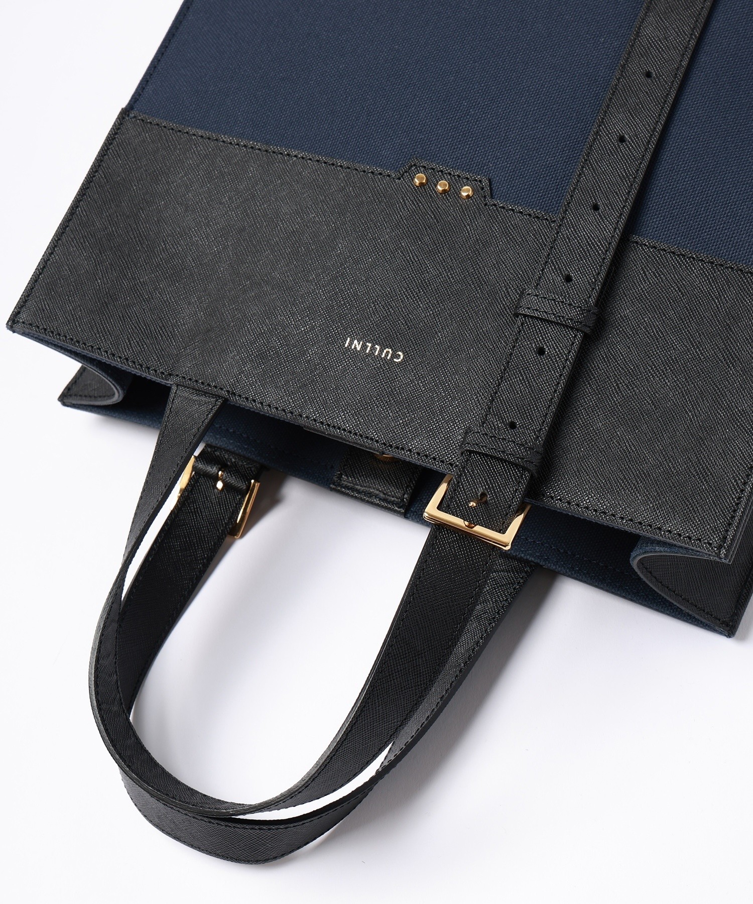 Leather Belt Handle&Canvas Combination Mini Tote Bag