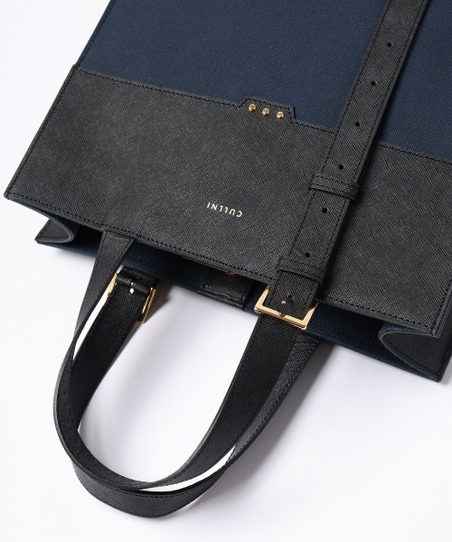 Leather Belt Handle&Canvas Combination Mini Tote Bag