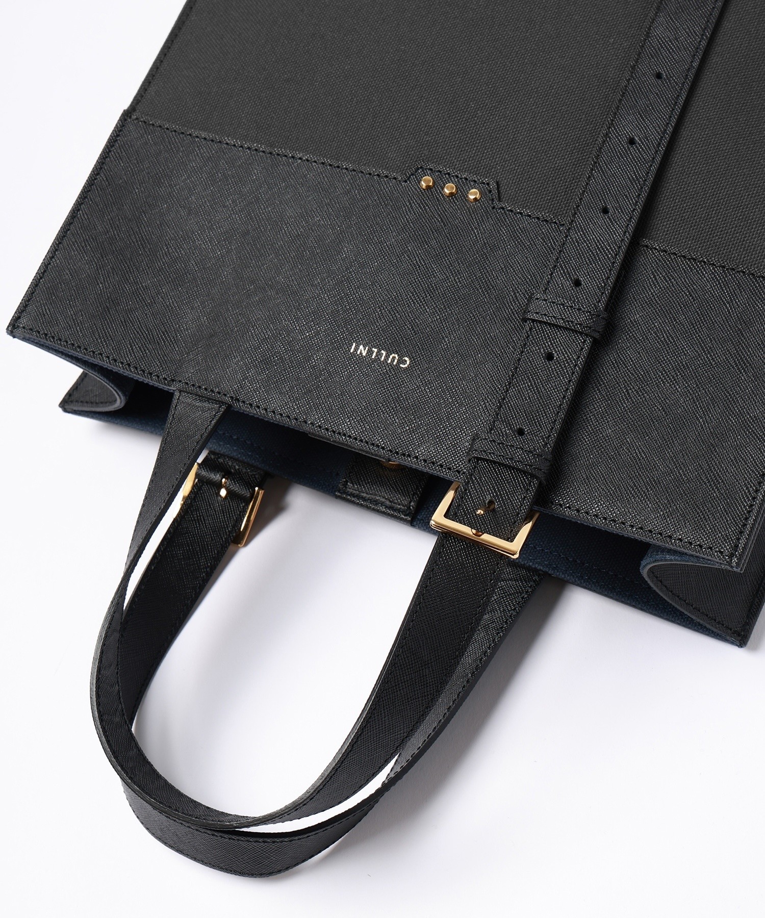 Leather Belt Handle&Canvas Combination Mini Tote Bag