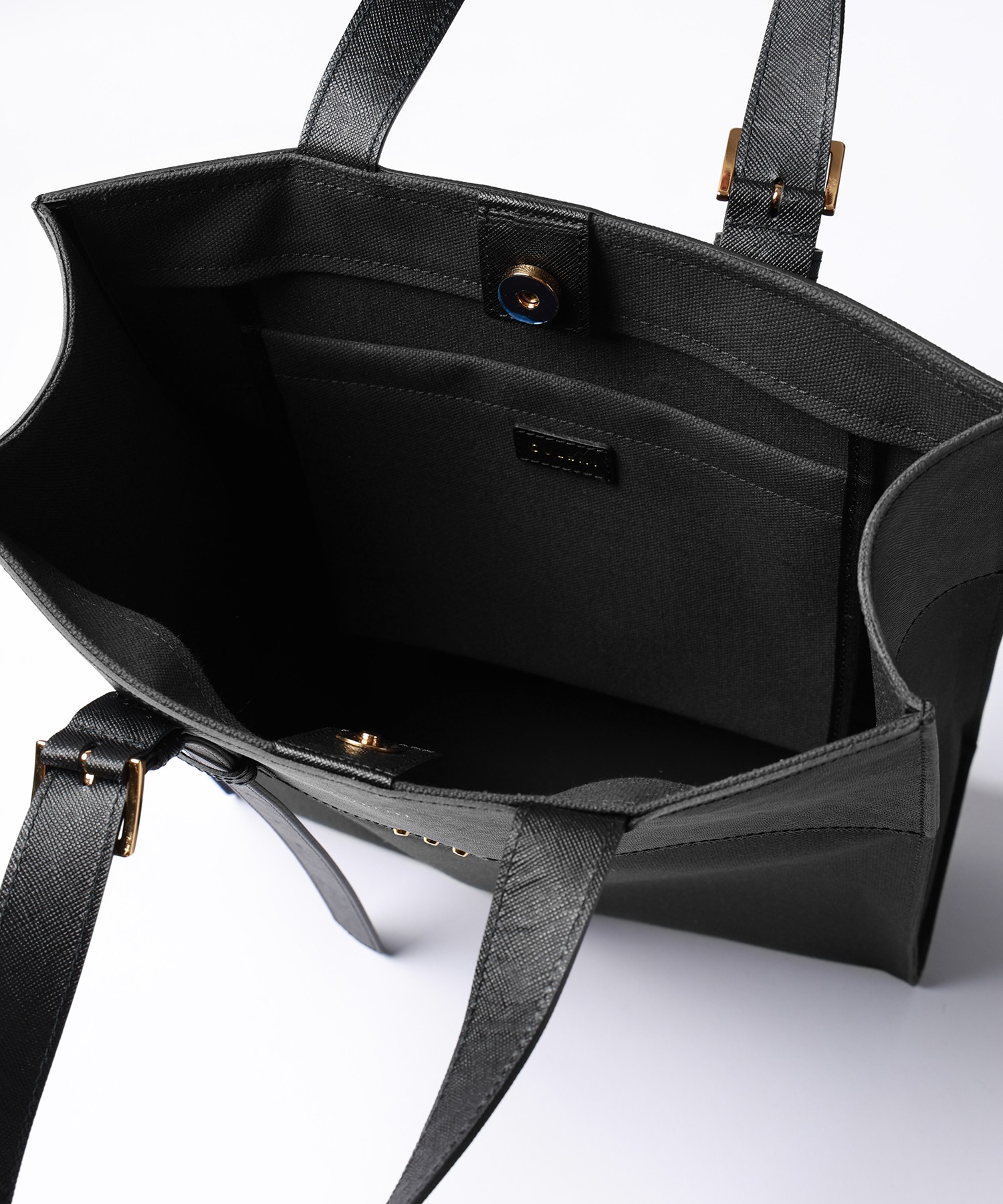 Leather Belt Handle&Canvas Combination Mini Tote Bag