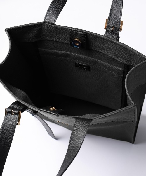 Leather Belt Handle&Canvas Combination Mini Tote Bag