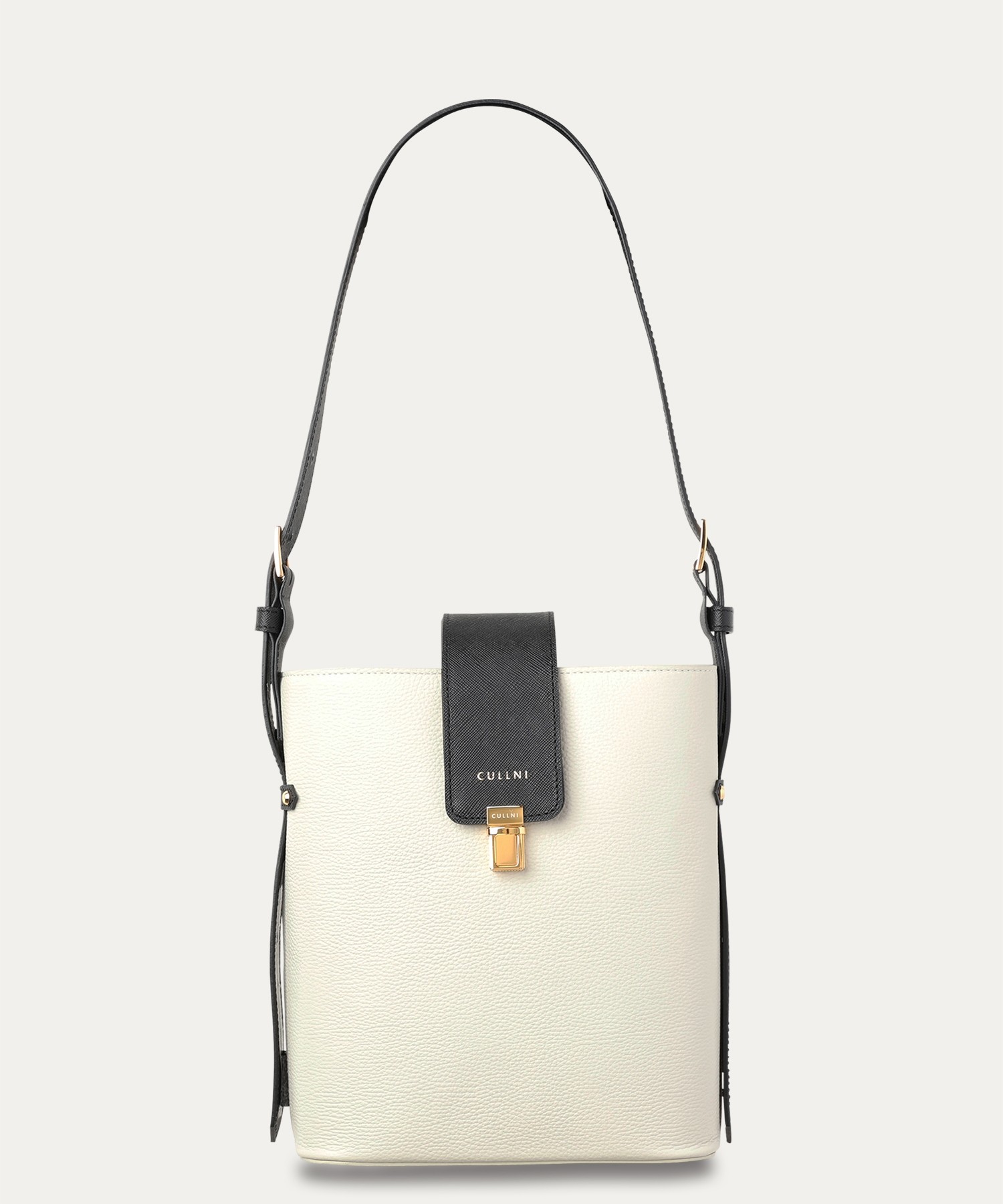 Leather Flap Bucket Bag