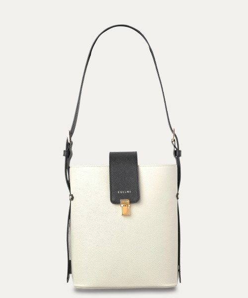 Leather Flap Bucket Bag