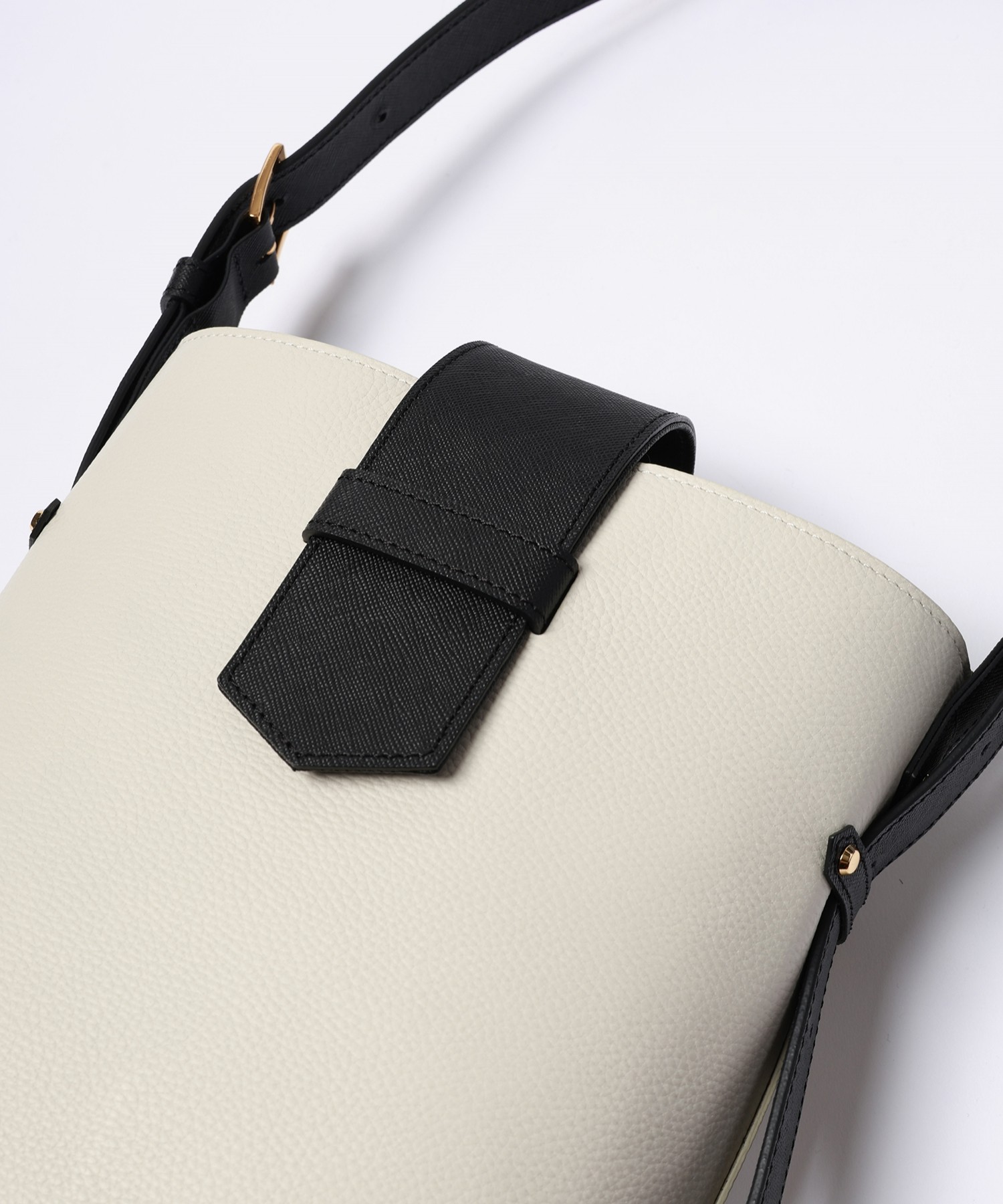 Leather Flap Bucket Bag