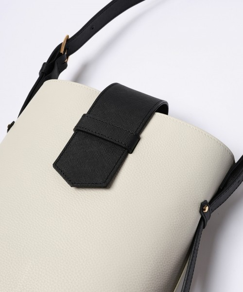 Leather Flap Bucket Bag