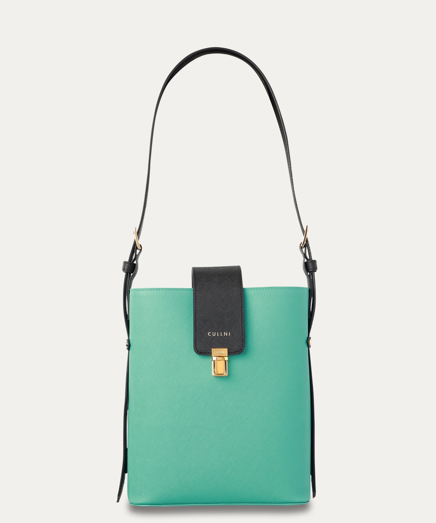 Leather Flap Bucket Bag