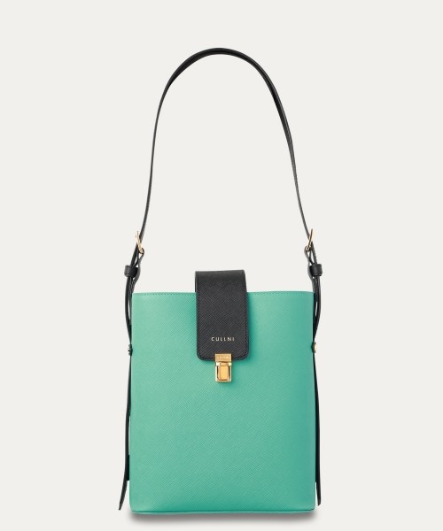 Leather Flap Bucket Bag