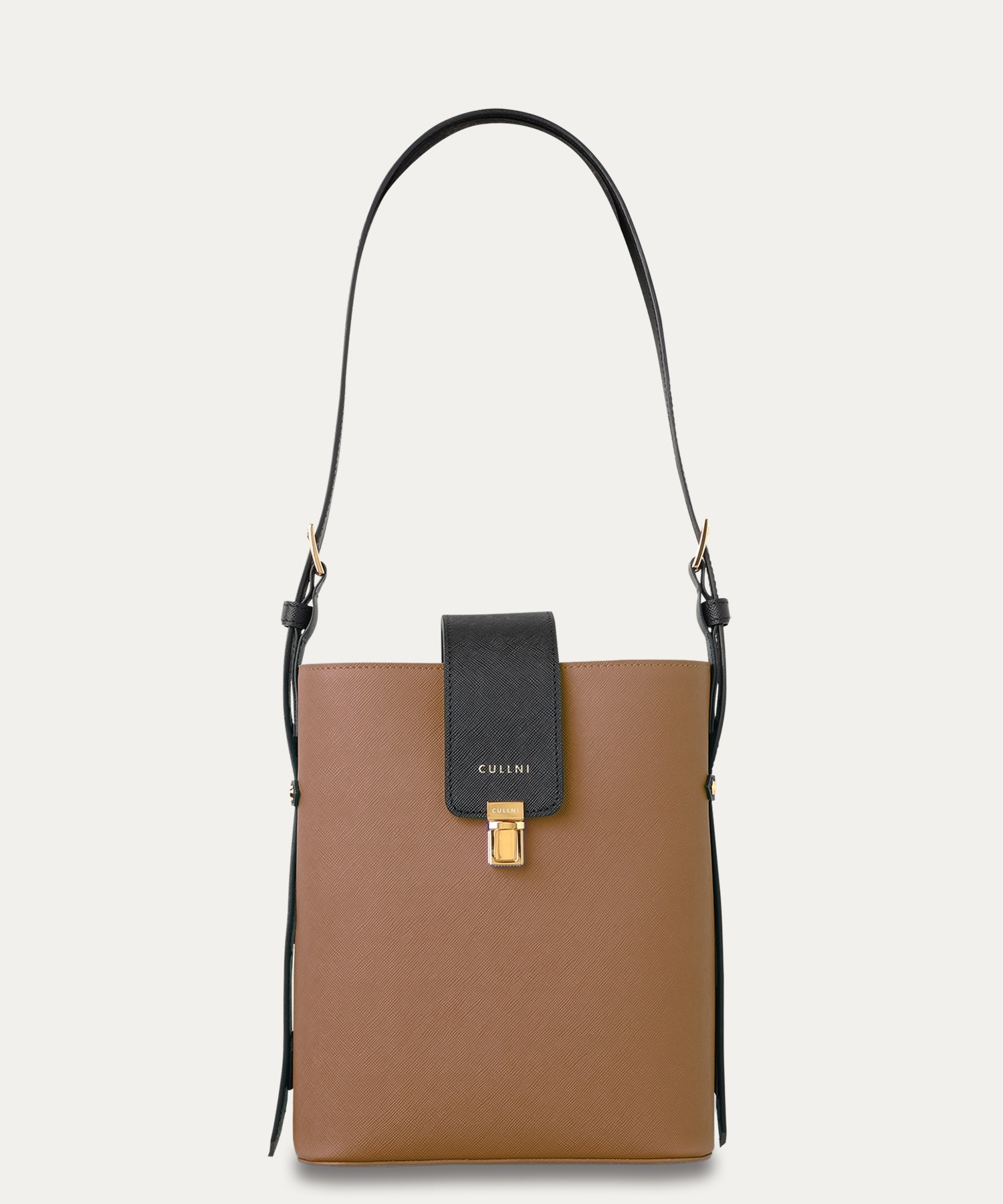 Leather Flap Bucket Bag