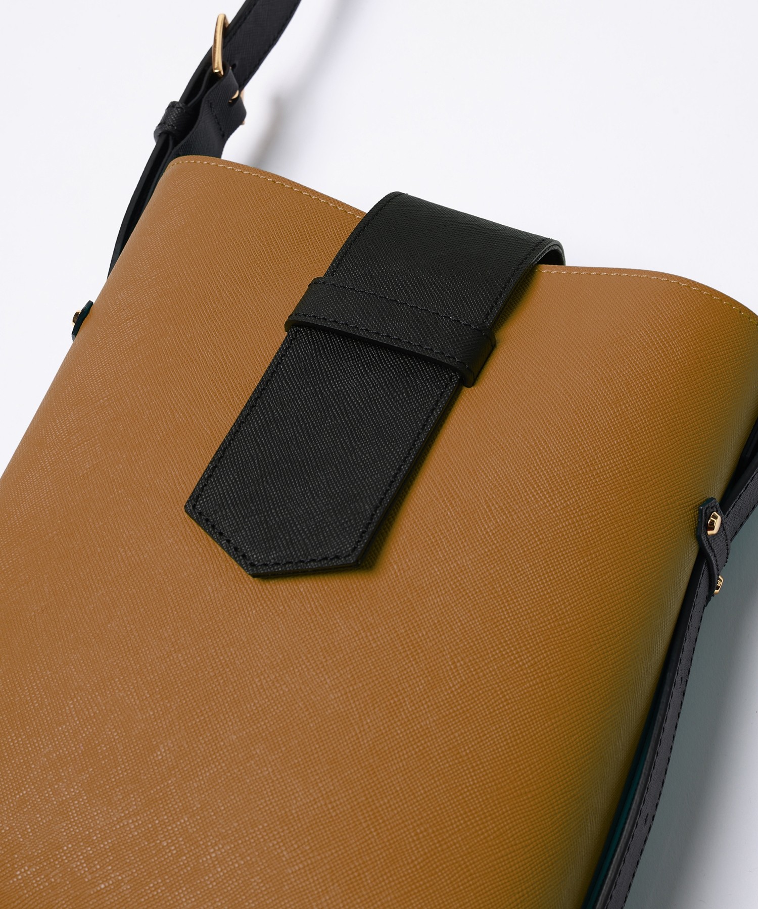 Leather Flap Bucket Bag