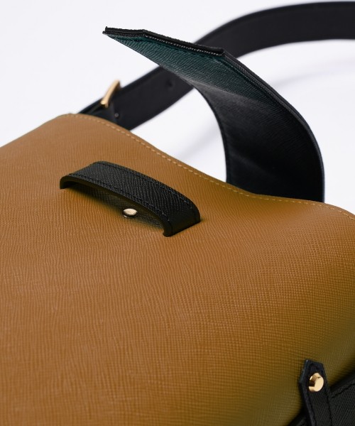 Leather Flap Bucket Bag