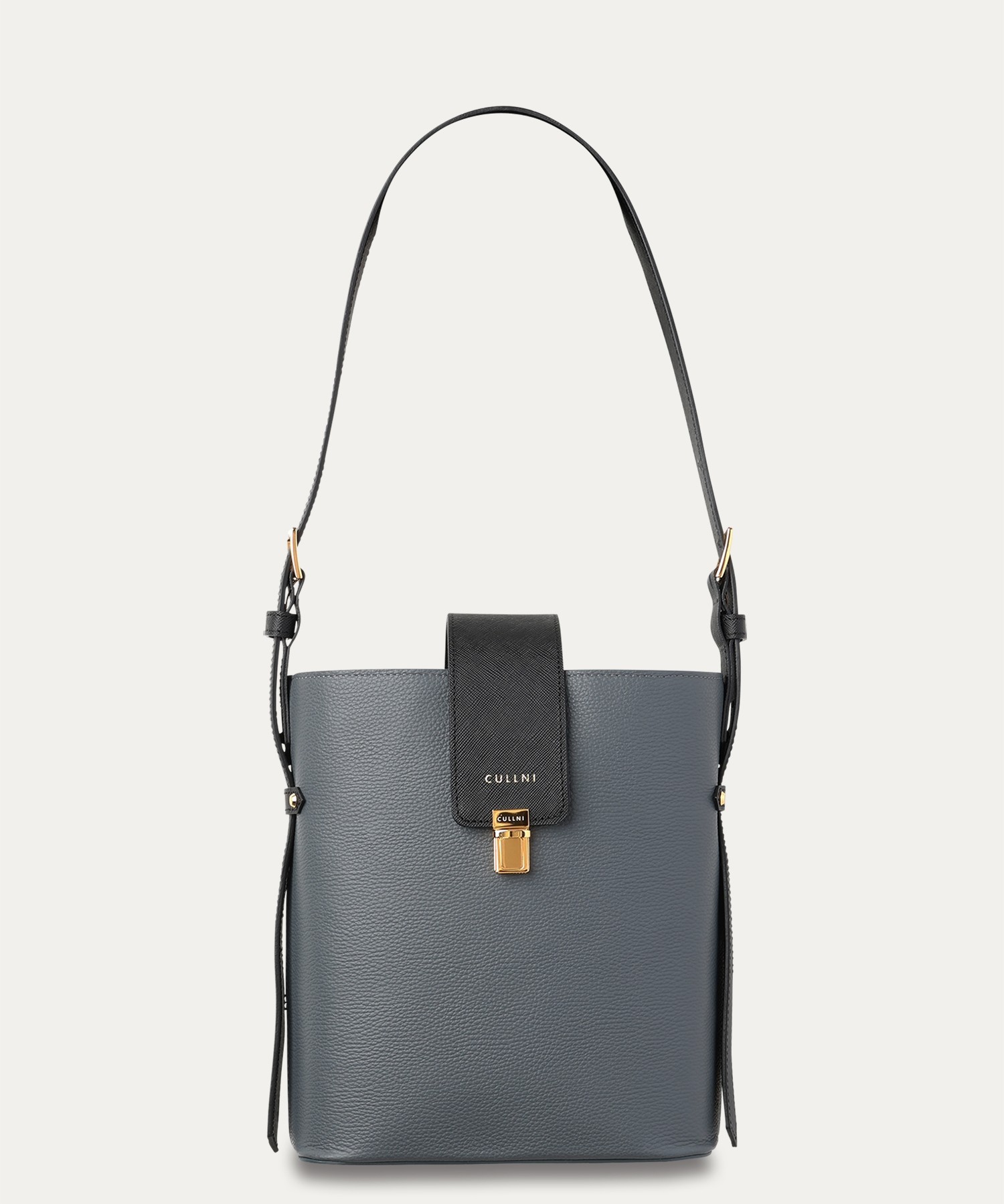 Leather Flap Bucket Bag