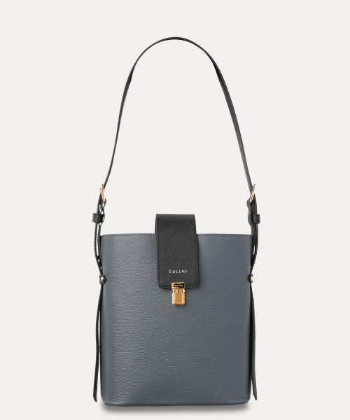 Leather Flap Bucket Bag