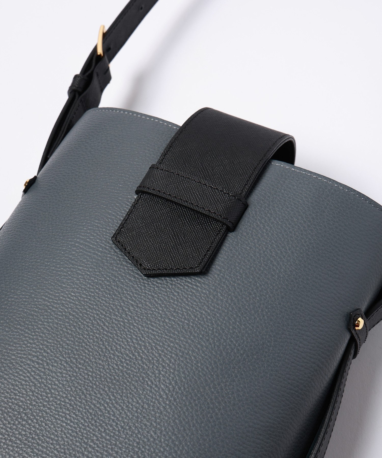 Leather Flap Bucket Bag