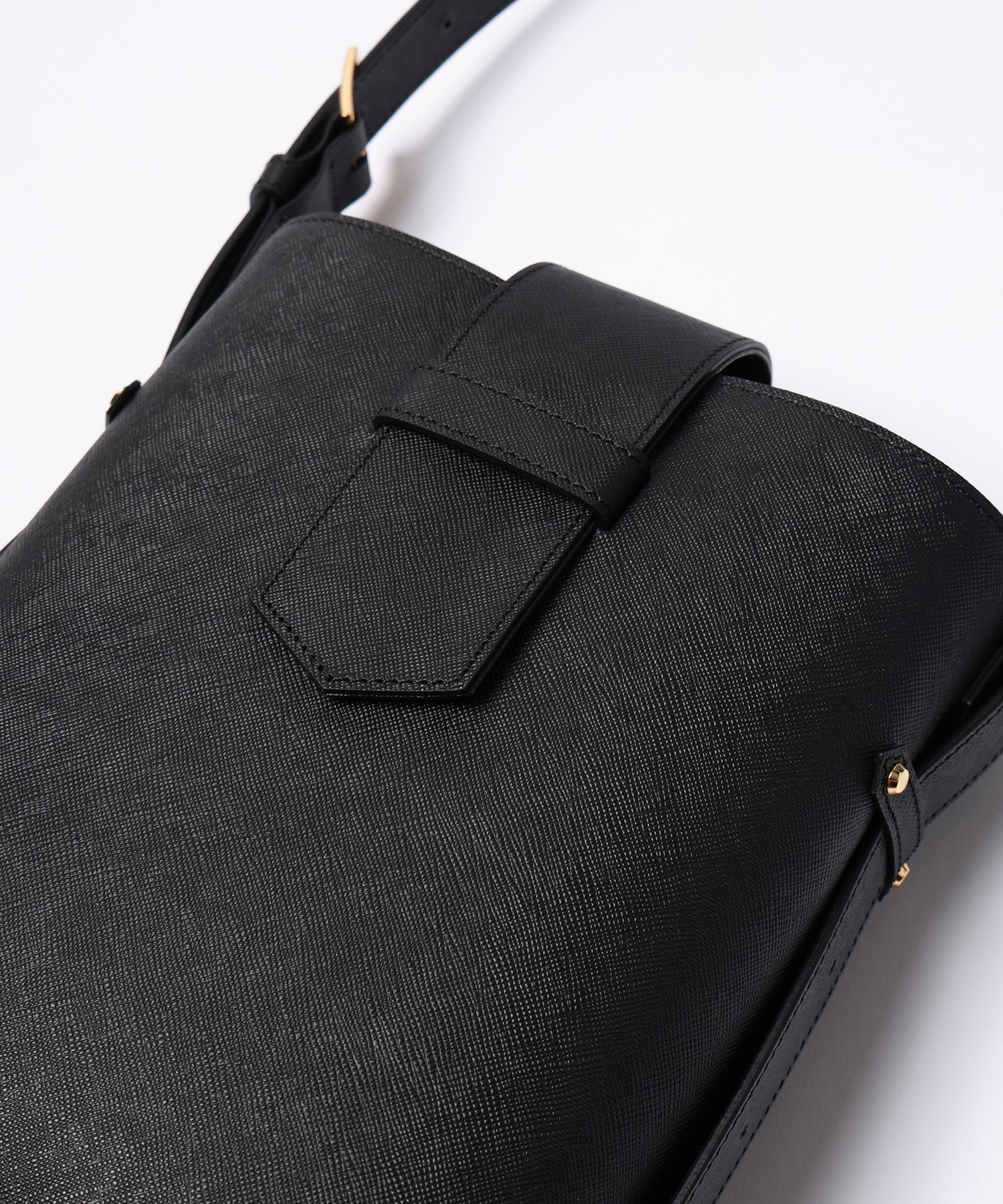 Leather Flap Bucket Bag