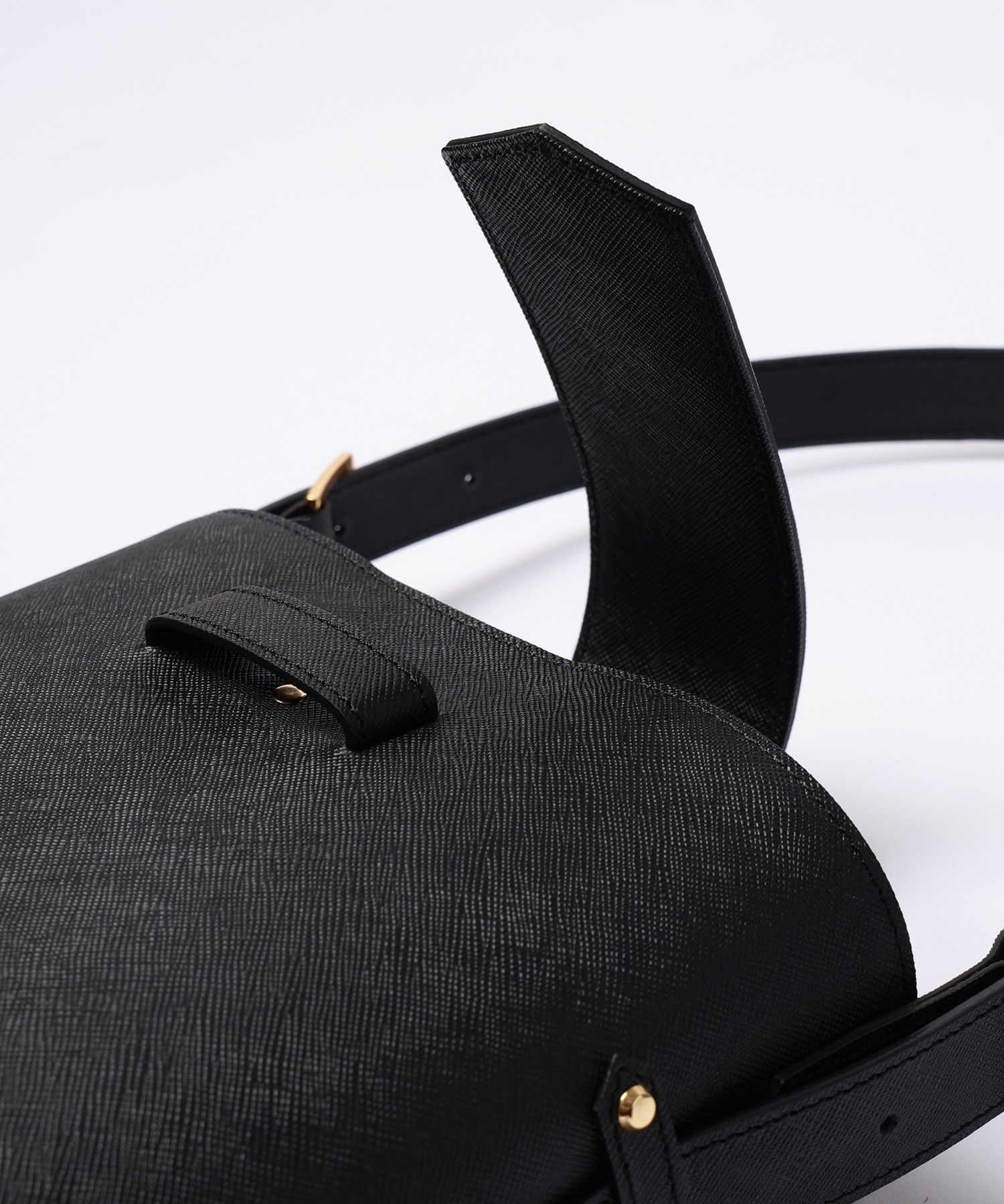 Leather Flap Bucket Bag