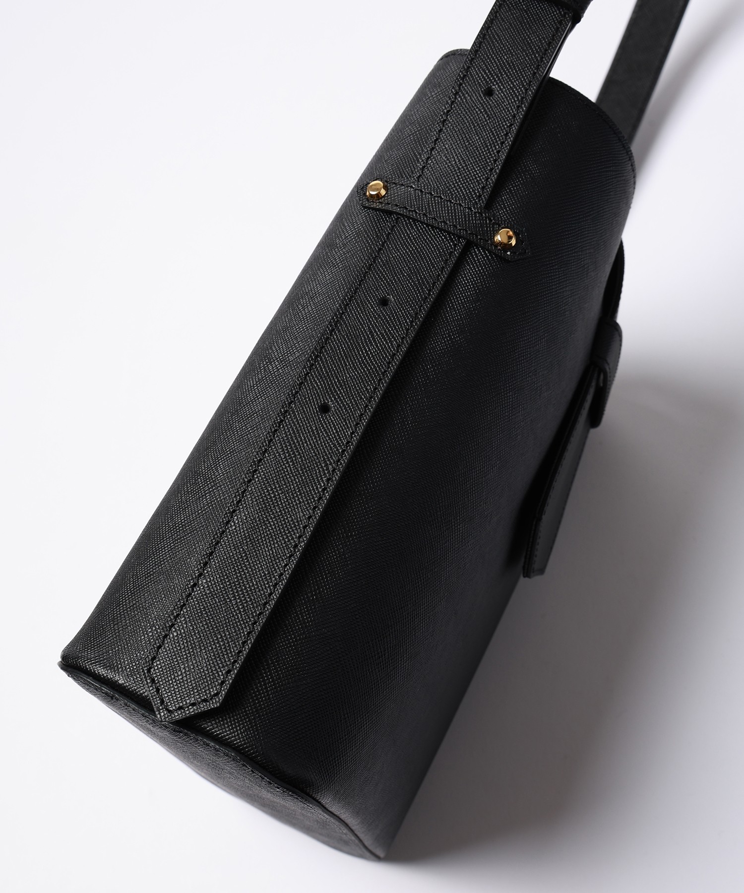 Leather Flap Bucket Bag