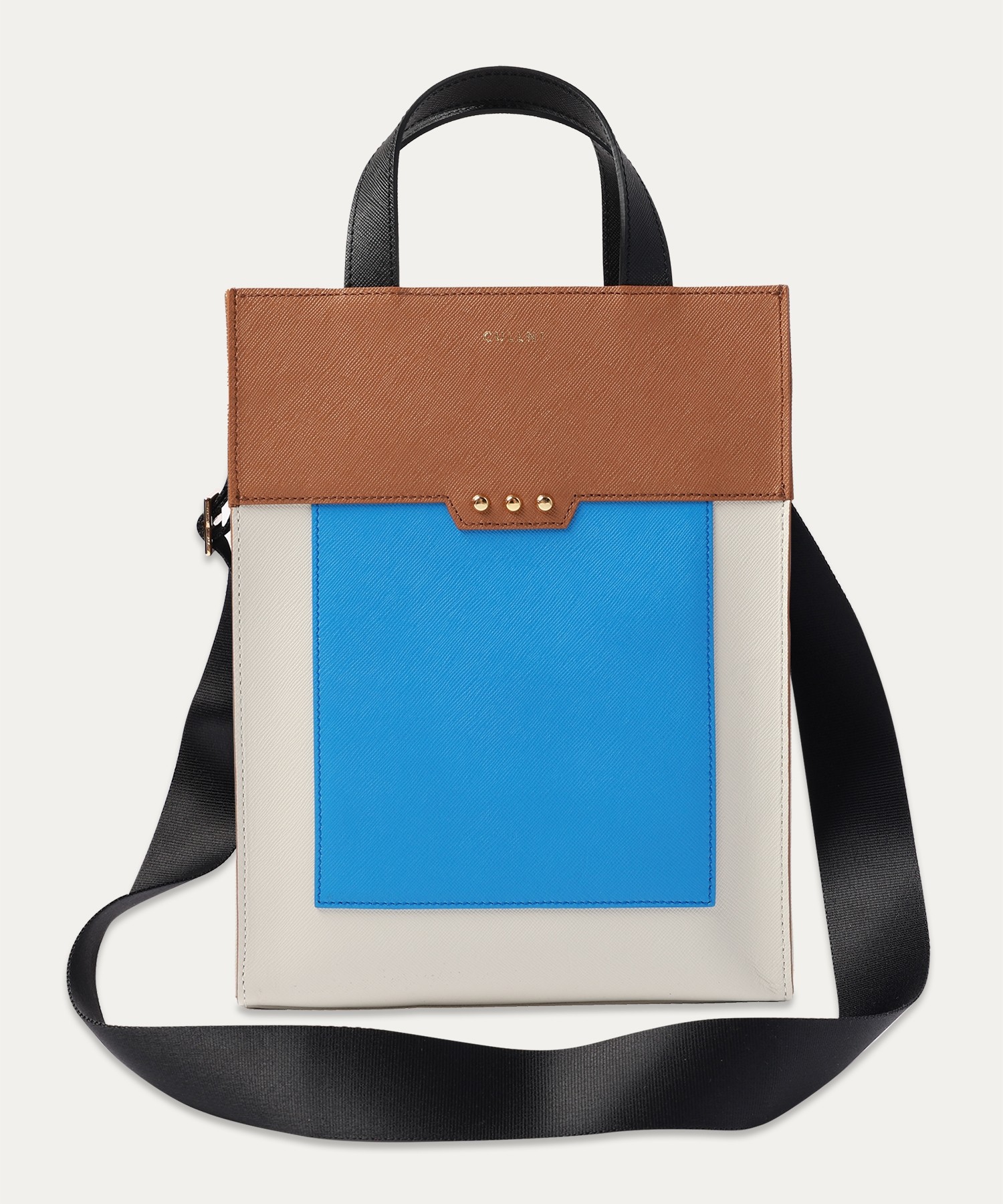 Leather vertical mini tote bag