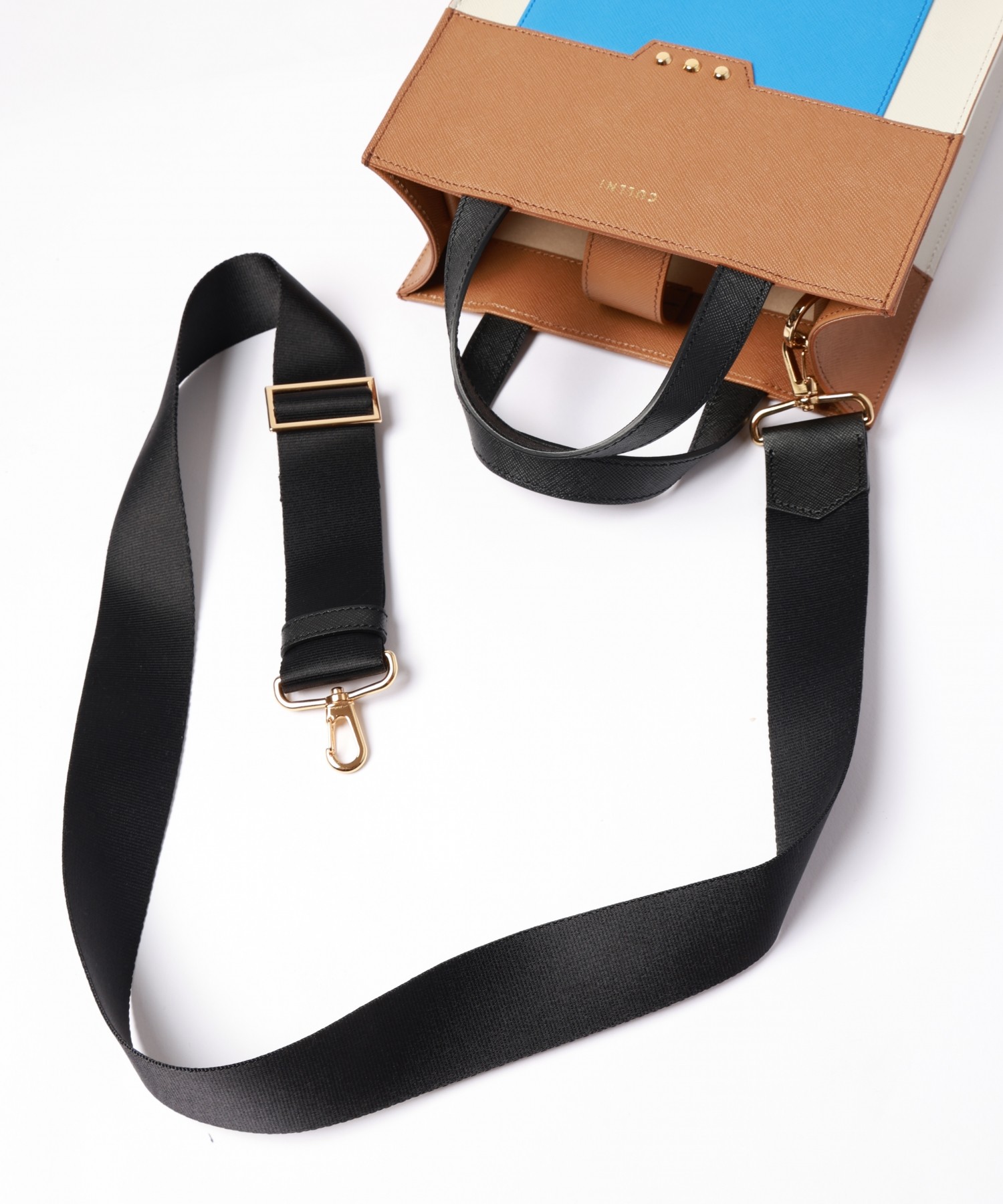 Leather vertical mini tote bag