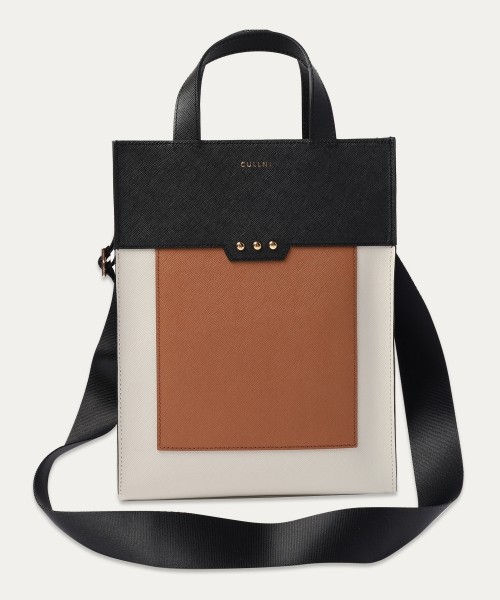 Leather vertical mini tote bag