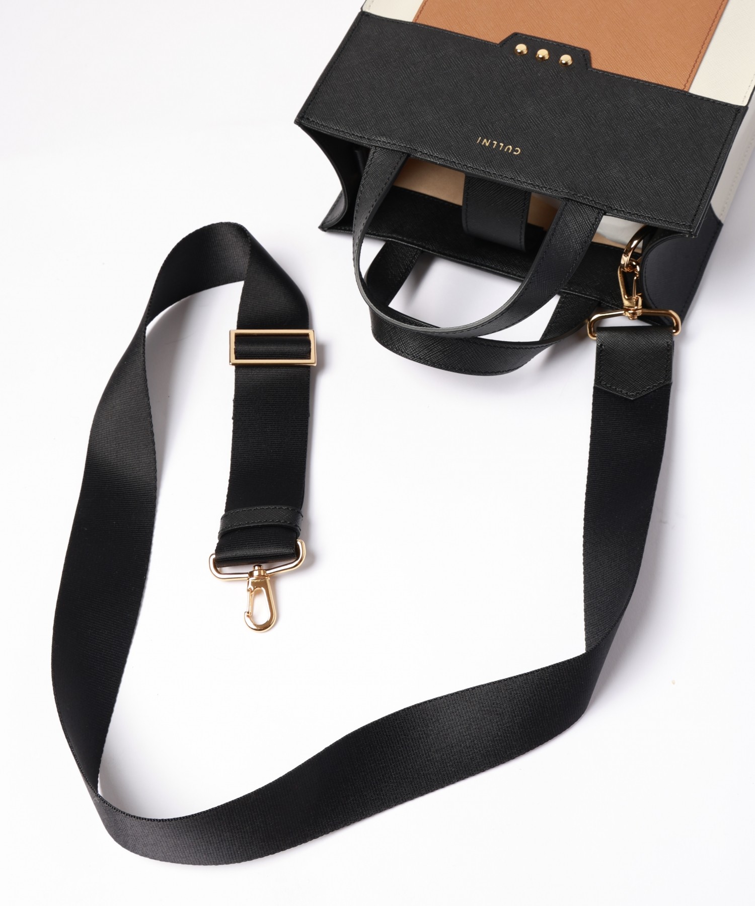 Leather vertical mini tote bag