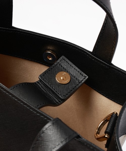 Leather vertical mini tote bag