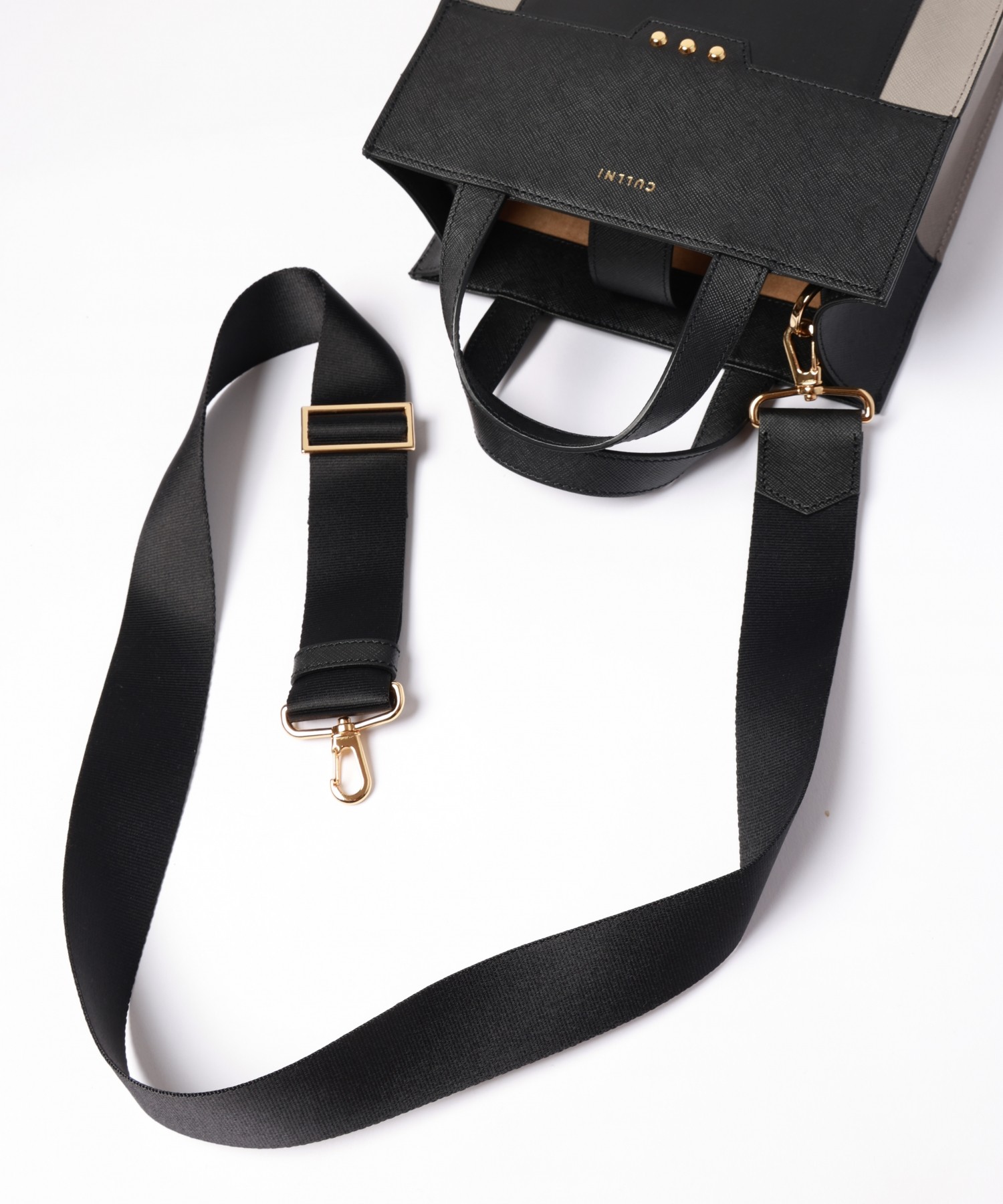 Leather vertical mini tote bag