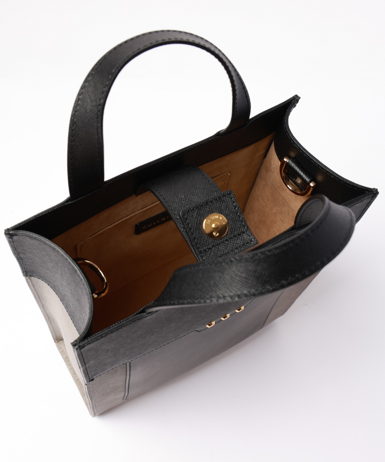 Leather vertical mini tote bag