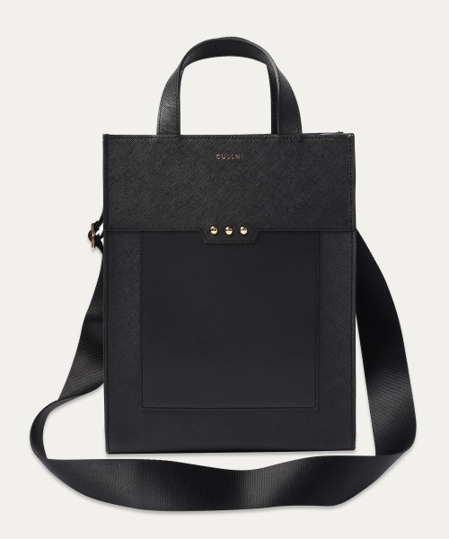 Leather vertical mini tote bag