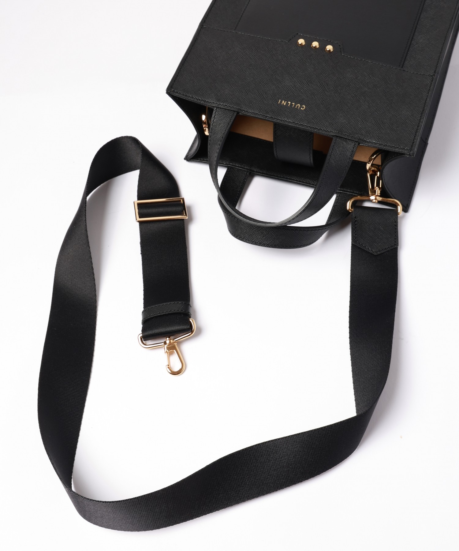 Leather vertical mini tote bag