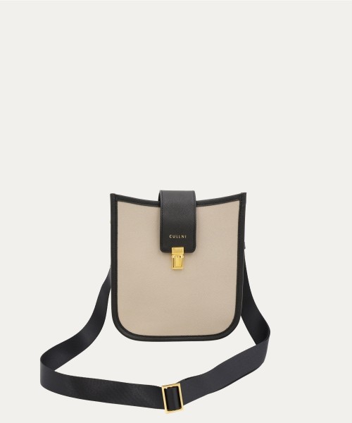 Clasp lock Leather Mini Shoulder Bag