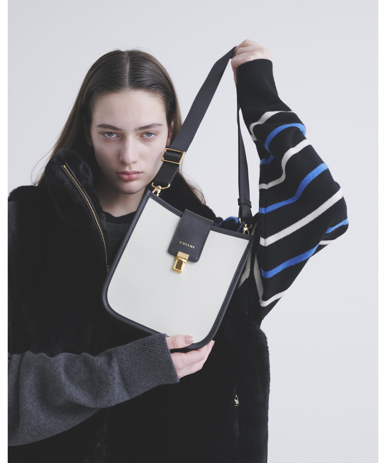 Clasp lock Leather Mini Shoulder Bag