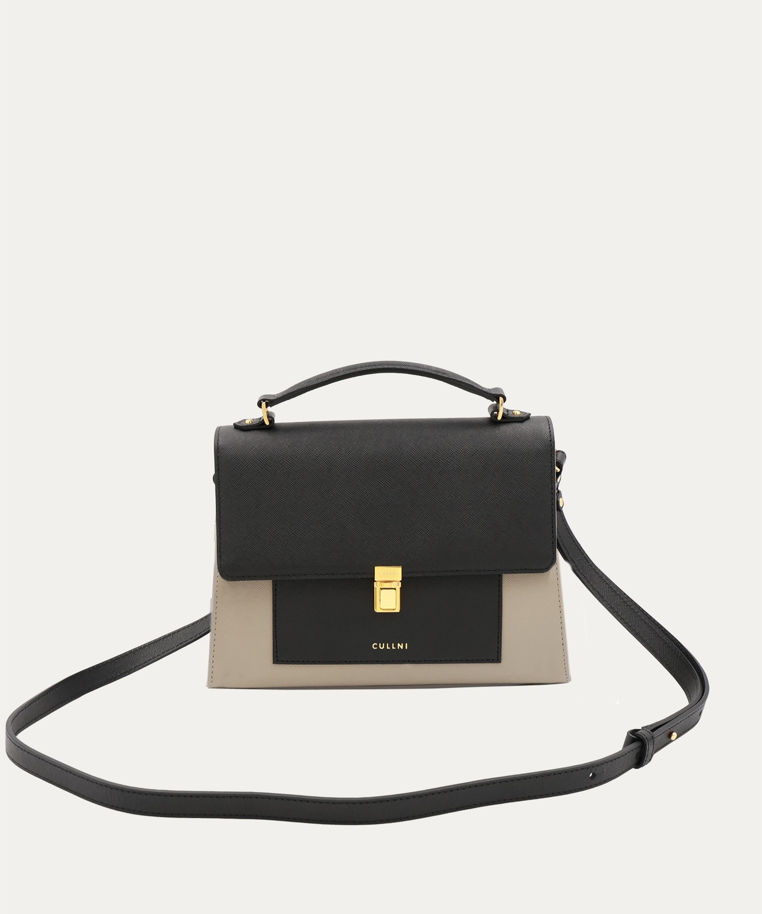 Clasp lock Leather Pocket Hand Bag