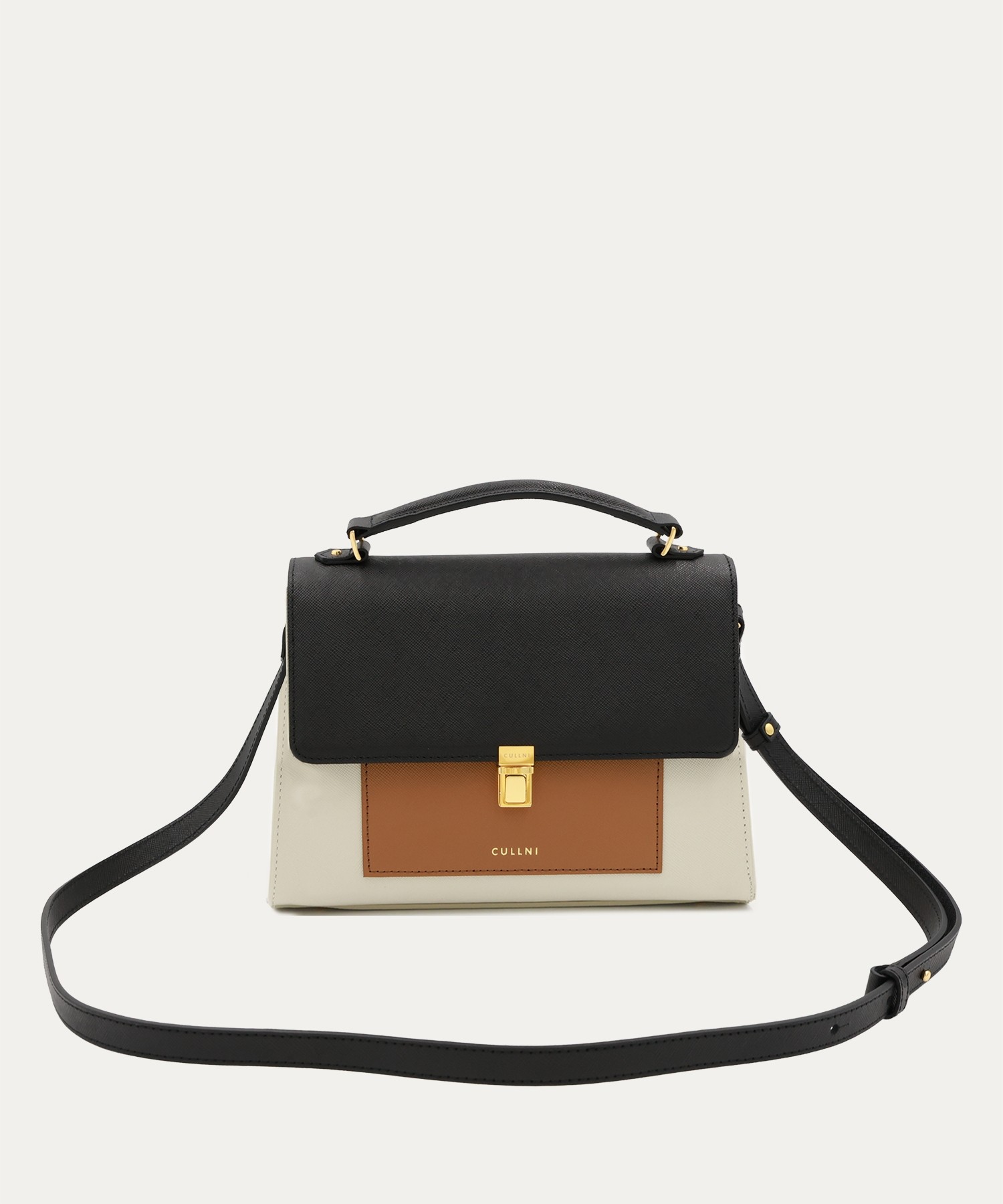 Clasp lock Leather Pocket Hand Bag