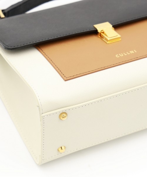 Clasp lock Leather Pocket Hand Bag