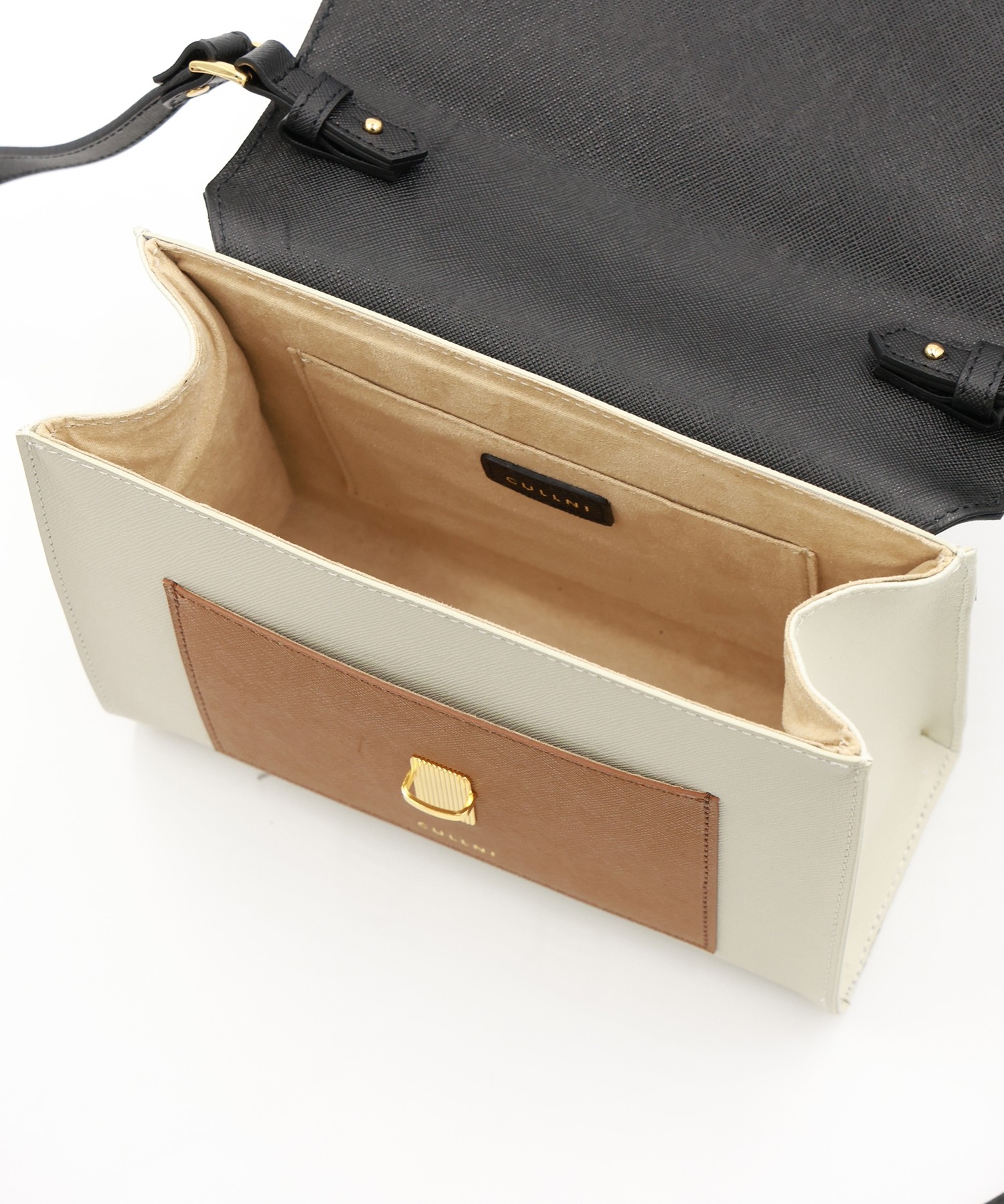 Clasp lock Leather Pocket Hand Bag