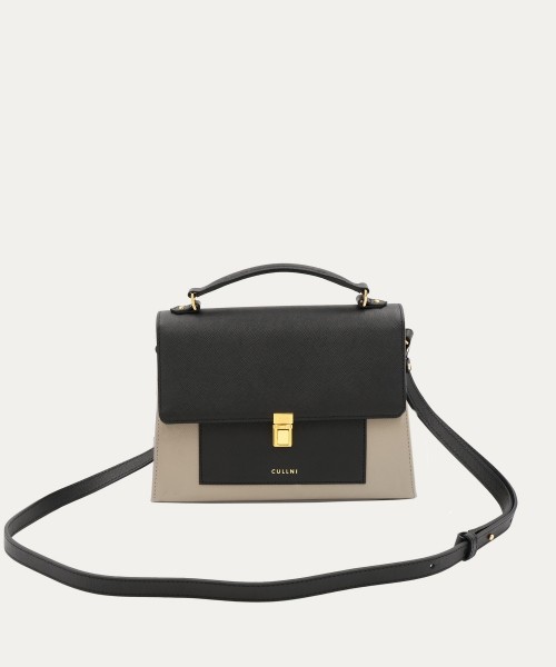 Clasp lock Leather Pocket Hand Bag