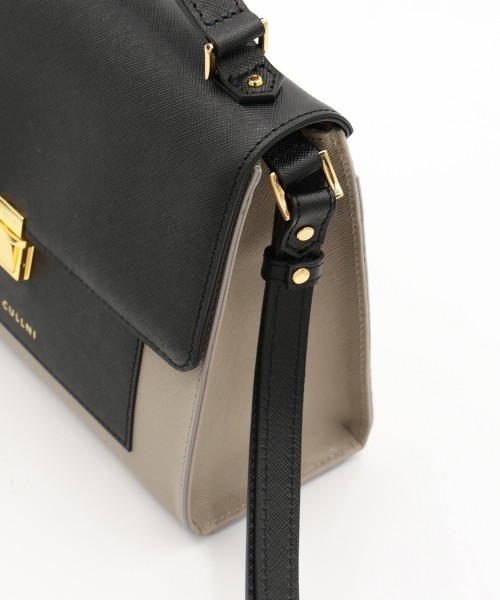 Clasp lock Leather Pocket Hand Bag