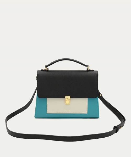 Clasp lock Leather Pocket Hand Bag