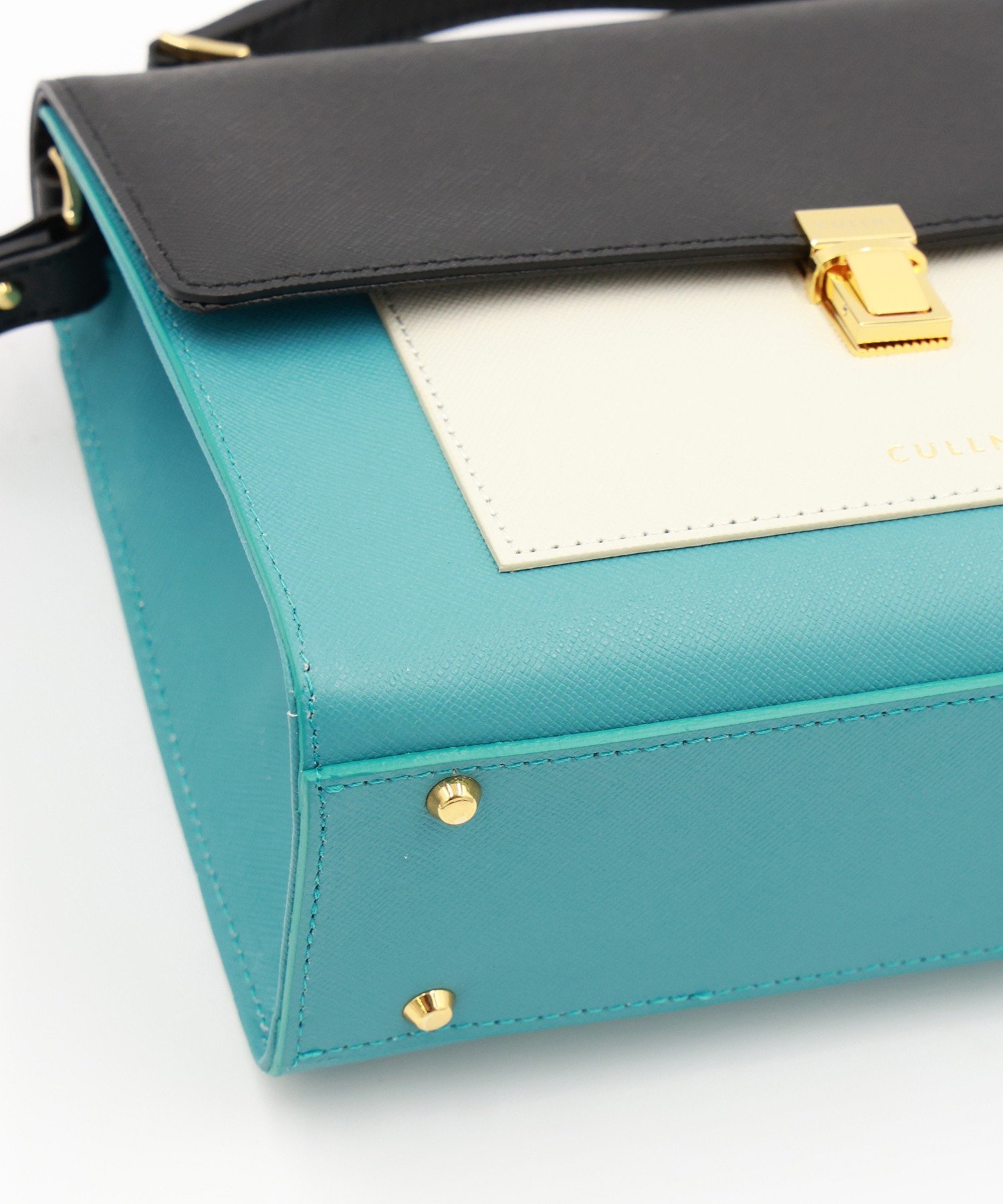 Clasp lock Leather Pocket Hand Bag