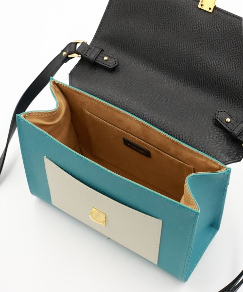 Clasp lock Leather Pocket Hand Bag