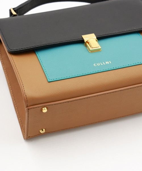 Clasp lock Leather Pocket Hand Bag