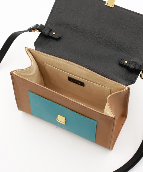 Clasp lock Leather Pocket Hand Bag