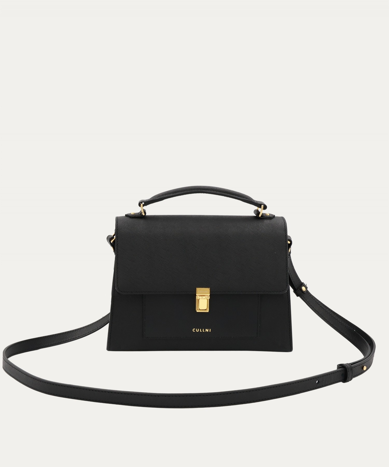 Clasp lock Leather Pocket Hand Bag