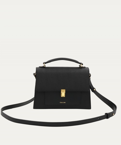 Clasp lock Leather Pocket Hand Bag