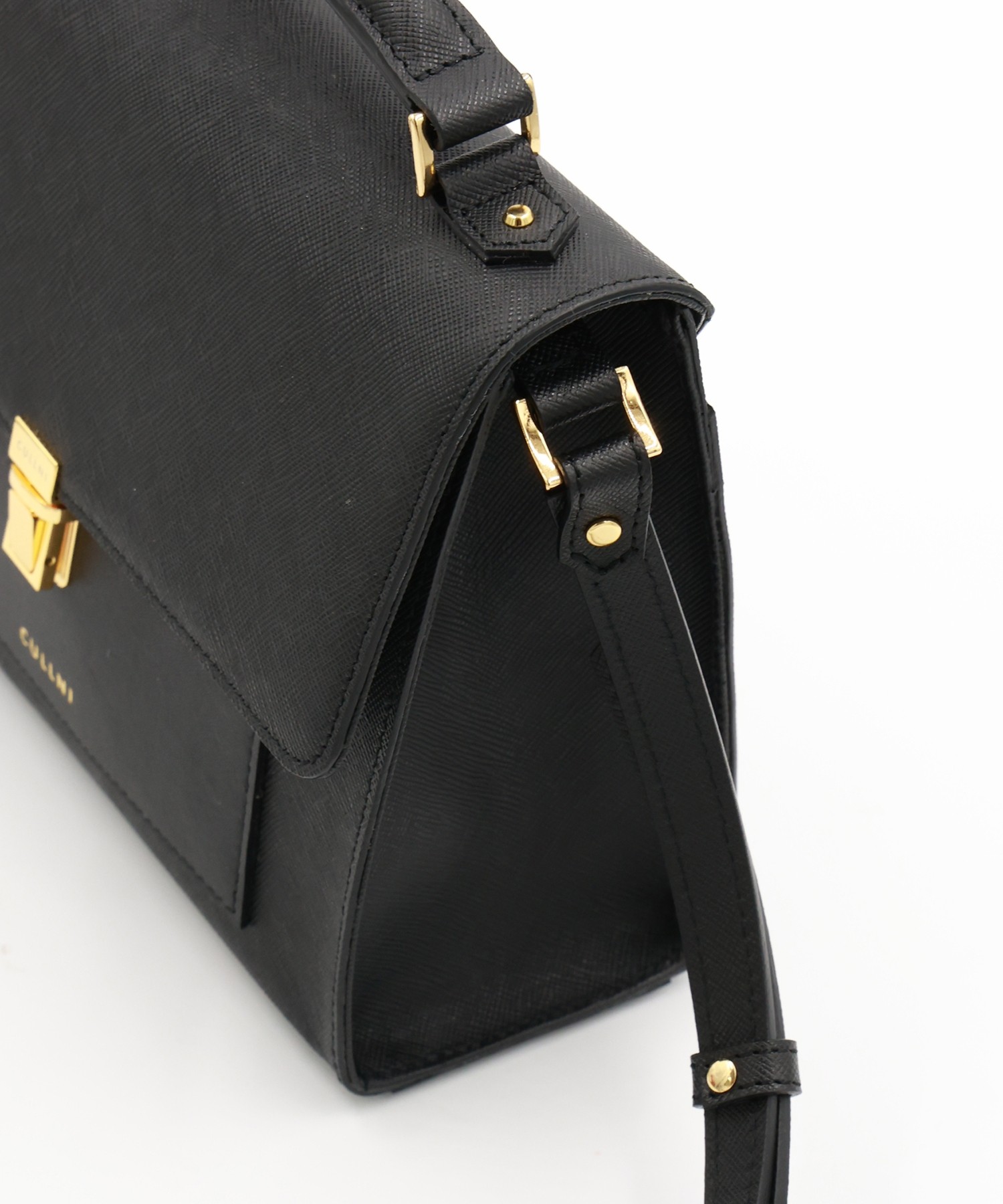 Clasp lock Leather Pocket Hand Bag