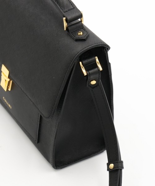 Clasp lock Leather Pocket Hand Bag