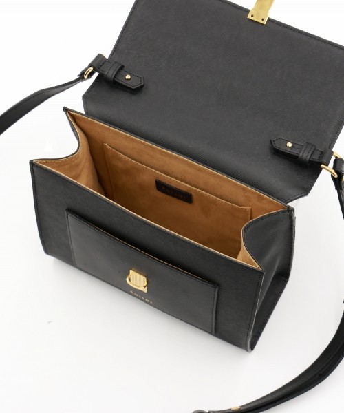 Clasp lock Leather Pocket Hand Bag