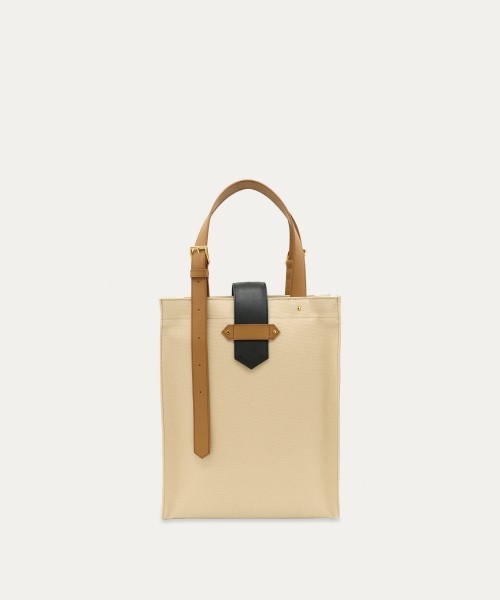 Leather Flap Adjustable Belt Canvas Tote